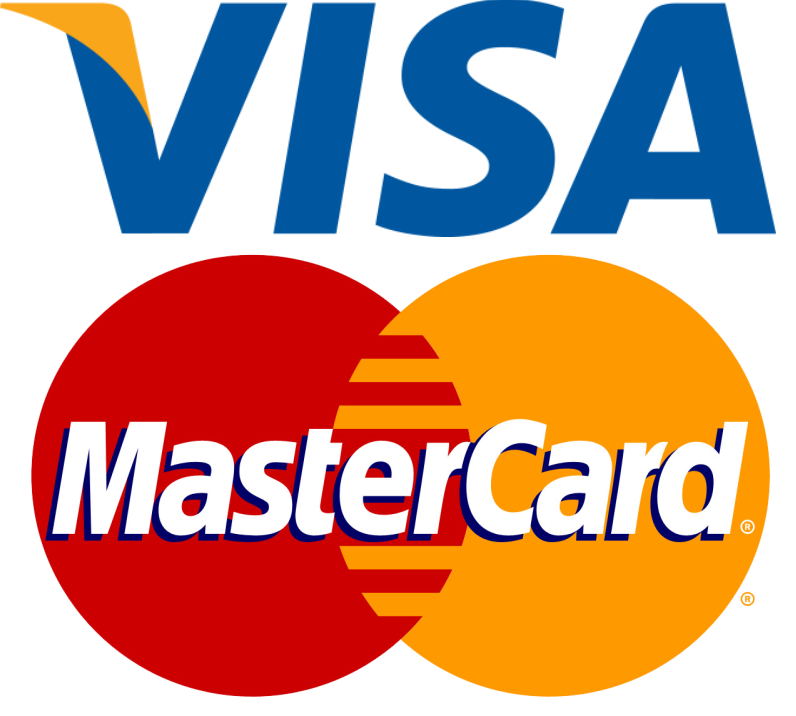 	Visa card logo – accepted here,  Mastercard logo – accepted here